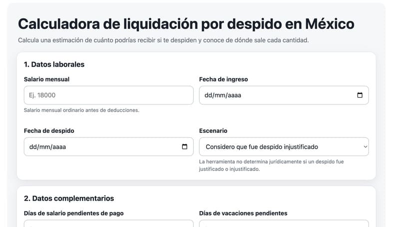 Calculadora de liquidación por despido en México