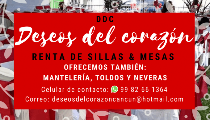 Renta de mesas y sillas en Cancún